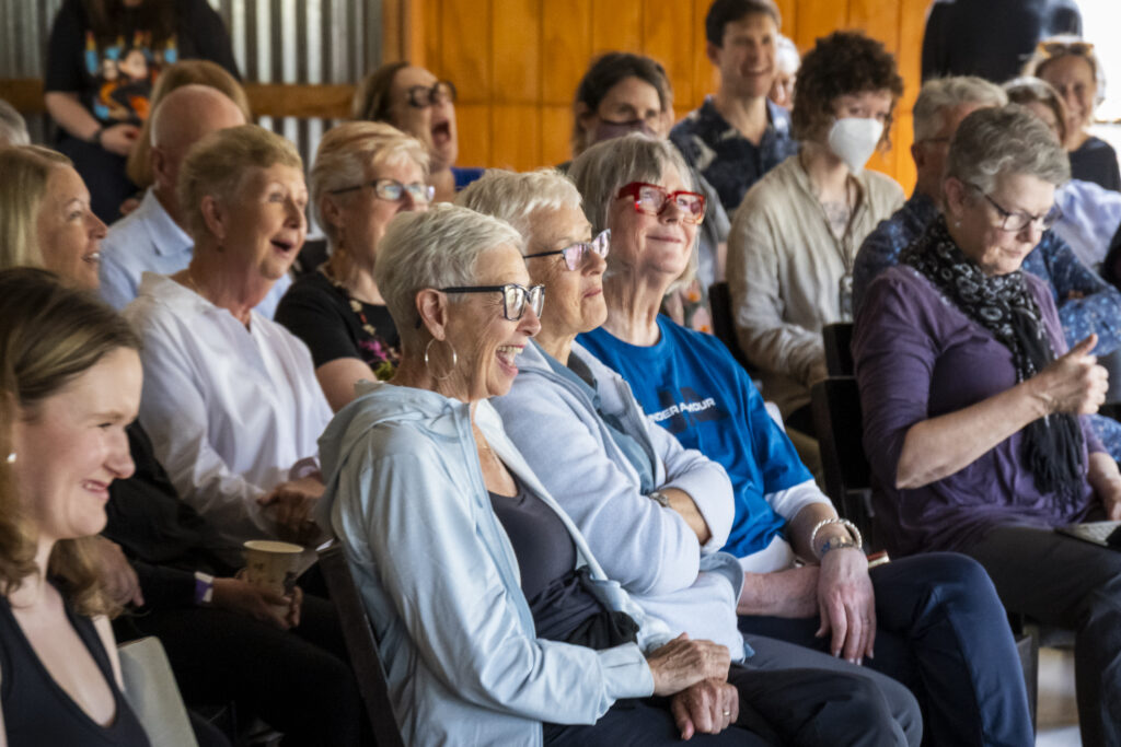 The Writers' Festival audience laughing at The Old Stables