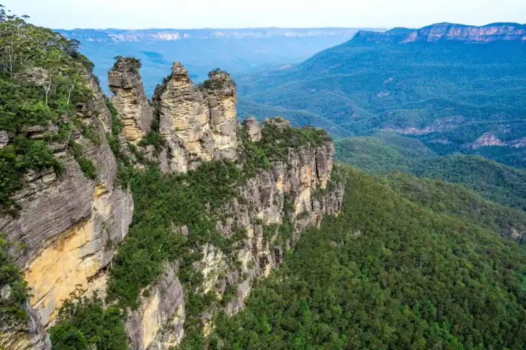 Scenic view of rock formations in the Blue Mountains, Australia.